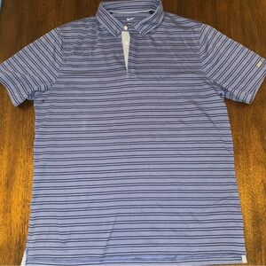 Nike Men's Dri-FIT Player Control Striped Golf Polo Blue Size Large